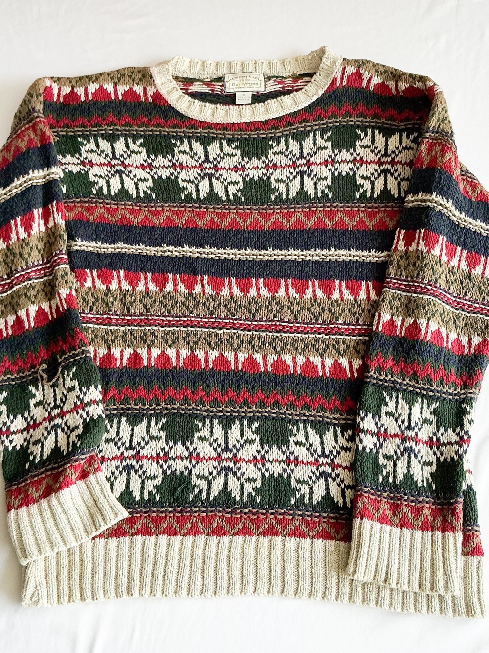 Vintage 90s American Eagle Stylish Fair Isle Knit Sweater Made USA Unisex Sml